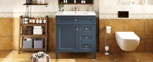 English Elm 30'' Modern Bathroom Vanity With Soft-Close Drawers, Tip-Out Storage & Elegant Roman Legs, White SW000122AAC-2