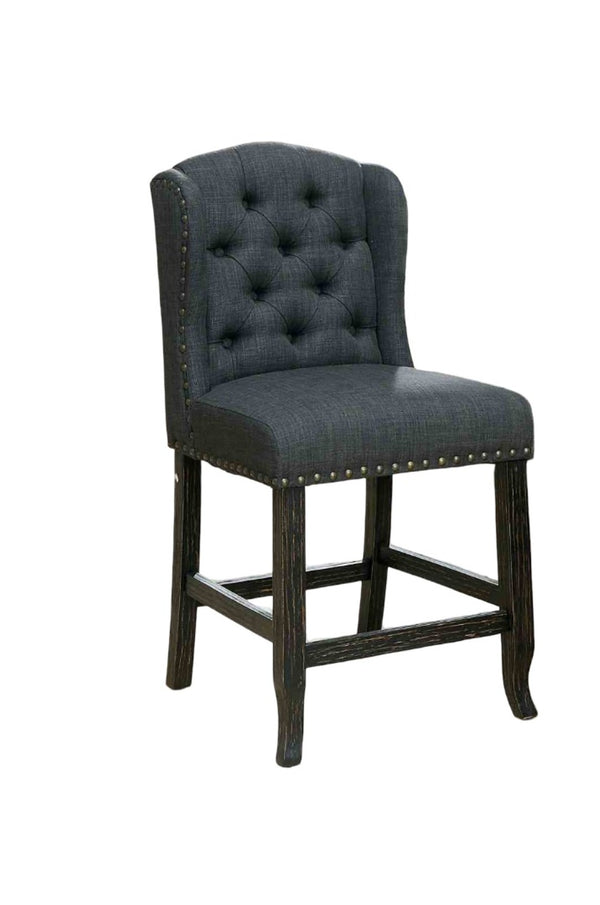 English Elm Rustic 2Pc Counter Height Chair Set With Wingback Design, Distressed Trim & Antique Black Finish B2741P408967-GIGA