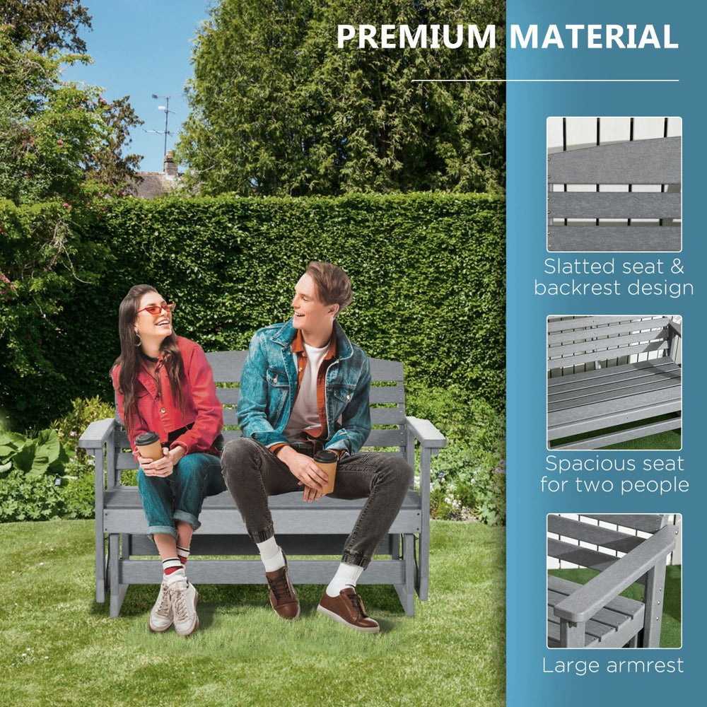 English Elm Outsunny 2-Person Outdoor Glider Loveseat - All-Weather Rocking Chair For Patio & Garden Relaxation W2225P174348-GIGA