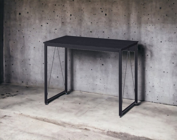 English Elm Zaidin Matte Black Writing Desk with V-shaped Metal Base for Home Office or Dorm B2726P243684