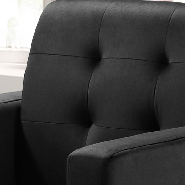 English Elm Hale Button Tufted Black Velvet Accent Chair with Deep Foam Seat for Living Room B06178627