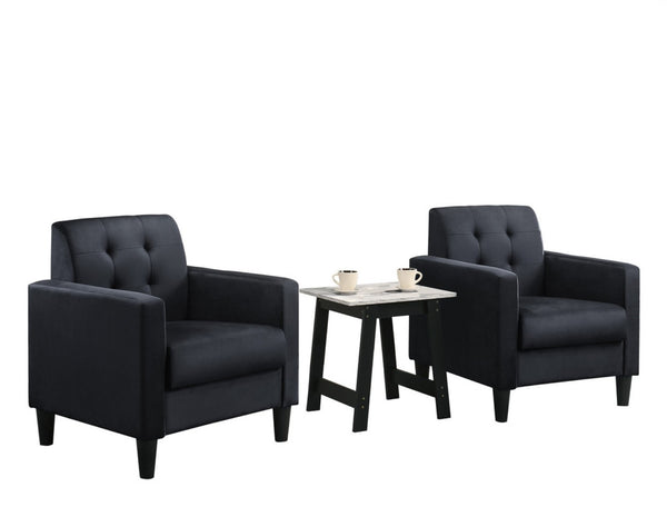 English Elm Hale Velvet Accent Chair Duo with Marble Top Side Table for Living Rooms B061S00653