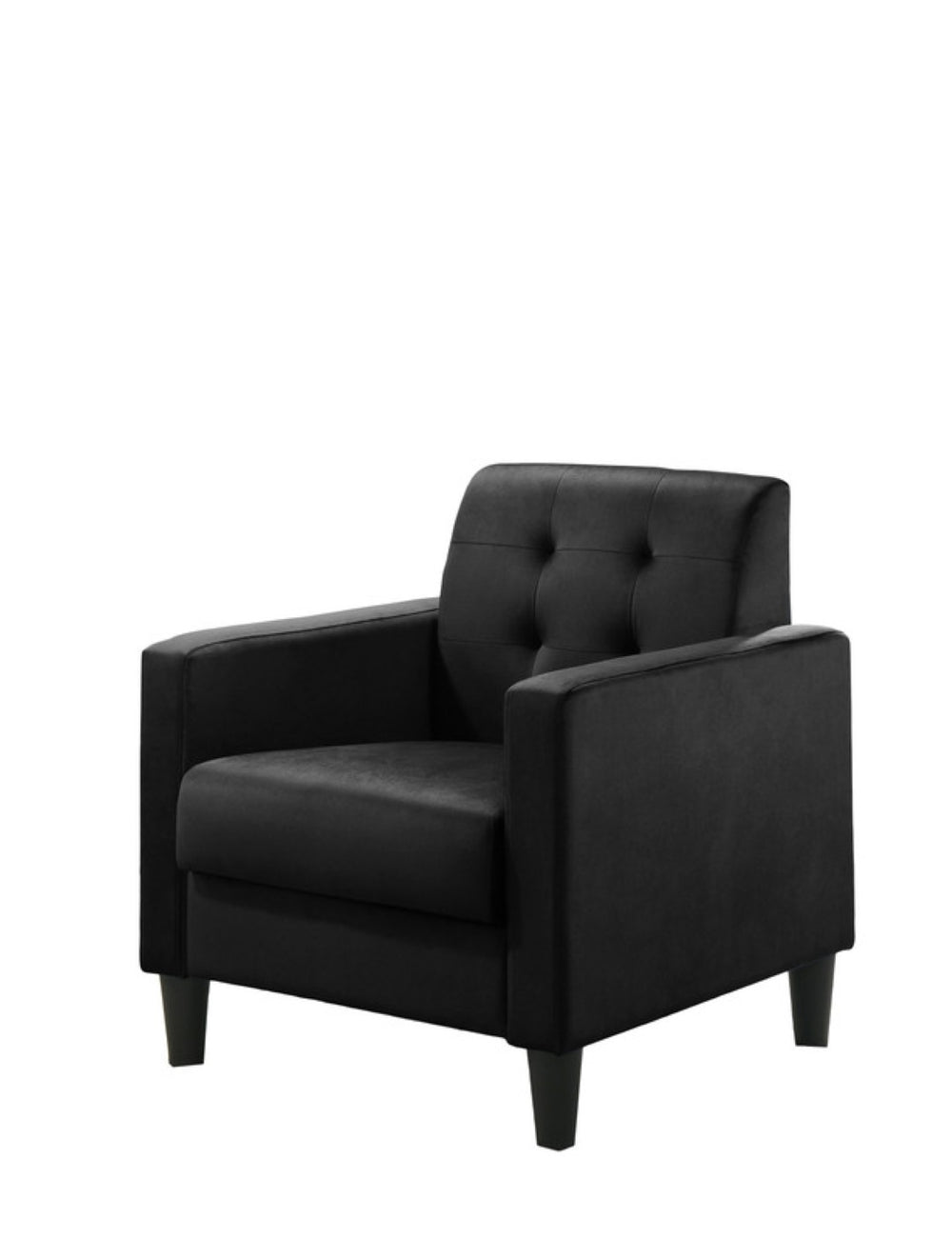 English Elm Hale Button Tufted Black Velvet Accent Chair with Deep Foam Seat for Living Room B06178627