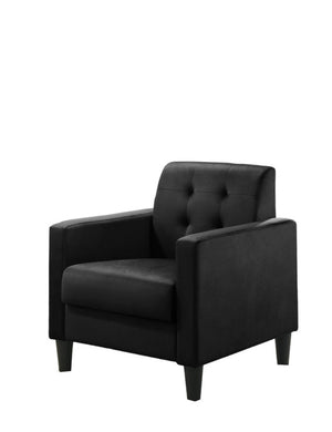 English Elm Hale Button Tufted Black Velvet Accent Chair with Deep Foam Seat for Living Room B06178627