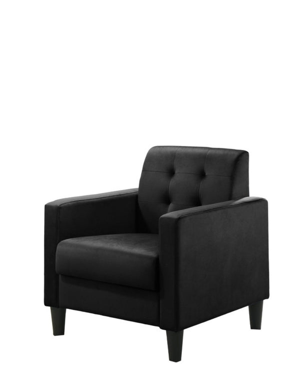English Elm Hale Button Tufted Black Velvet Accent Chair with Deep Foam Seat for Living Room B06178627