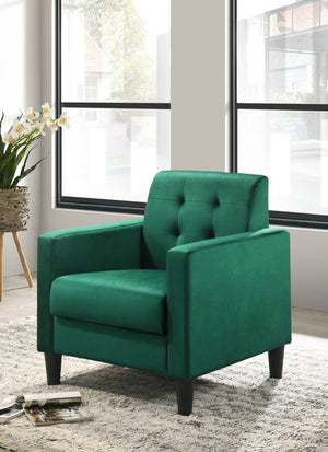 English Elm Hale Tufted Green Velvet Armchair Square Arms Mid-century Modern Living Room Seat B06178630