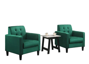 English Elm Hale Velvet Accent Chair Pair with Marble Top End Table for Modern Living Rooms B061S00655