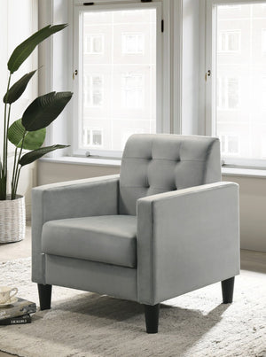 English Elm Hale Tufted Green Velvet Armchair Square Arms Mid-century Modern Living Room Seat B06178631