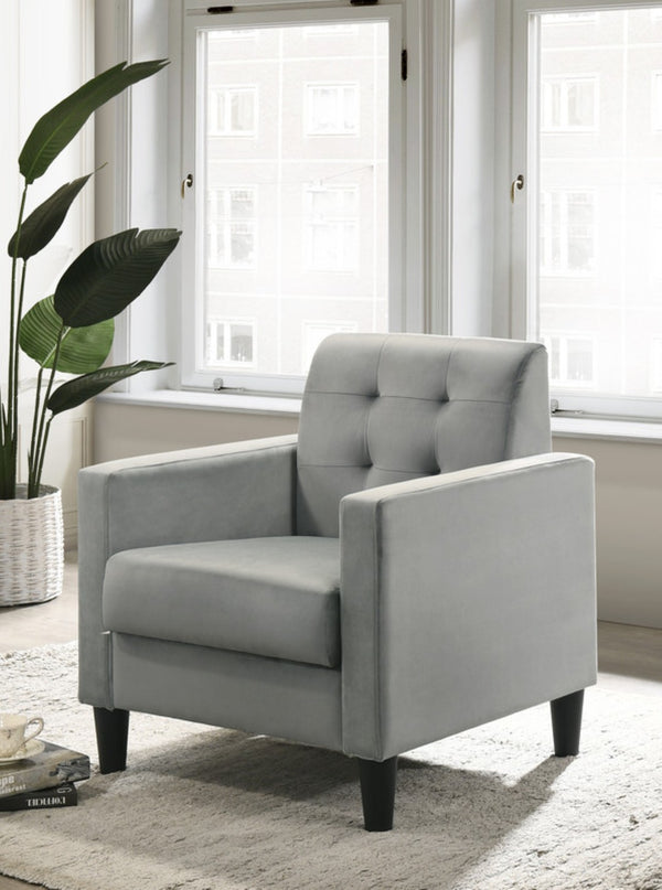 English Elm Hale Tufted Green Velvet Armchair Square Arms Mid-century Modern Living Room Seat B06178631