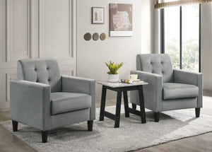 English Elm Hale Velvet Accent Chair Pair with Marble Top End Table for Modern Living Rooms B061S00656