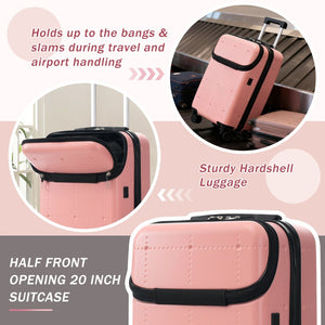 English Elm Luggage 5 Piece Hardside Abs Set with Front Access Carry on and Tsa Spinner Wheels Light Pink N732P391557U