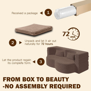English Elm Modern Corduroy Floor Sofa Foldable Twin Sleeper Foam Filled for Dorms and Playrooms Brown W1885P446605