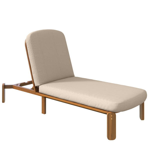 English Elm Outdoor Acacia Wood Chaise Lounge Reclining Patio Chair with Cushion for Poolside Brown N719P445623D
