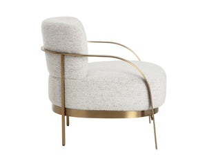 Sunpan DAPHNE Lounge Chair - Modern Curved Seat with Plush Cushions & Elegant Gold Stainless Steel Frame 112148