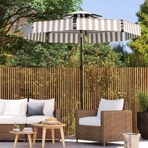 English Elm Outsunny 8.6 Ft Vented Patio Market Umbrella with Crank Tilt and Upf 30 Protection W2225P485589