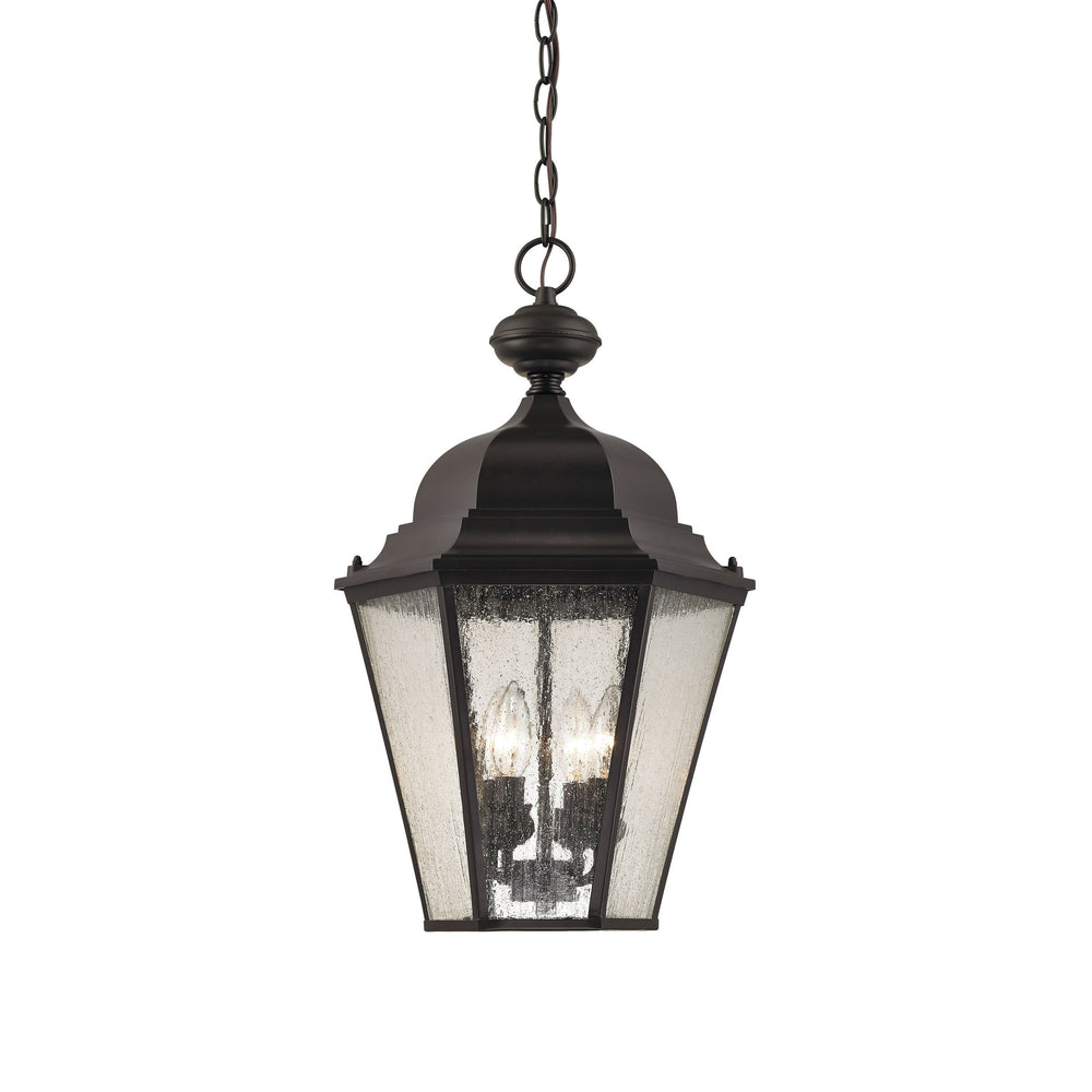 Thomas Lighting Cotswold Four Light Outdoor Pendant Lantern with Glass Panels and Bronze Finish 8903EH/75