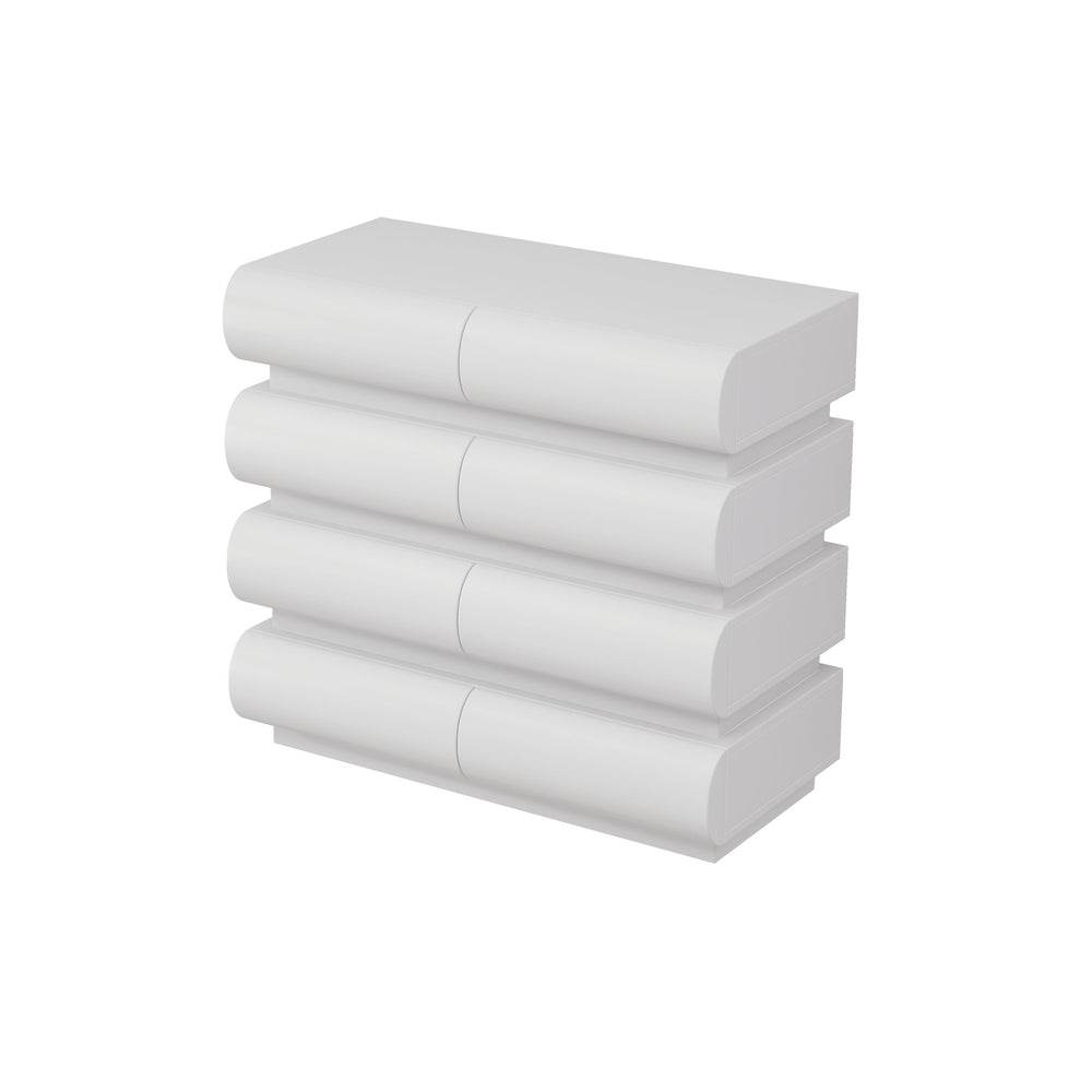 English Elm 8 Modern 8-Drawer Dresser for Bedroom with Handle-Free Design, Spacious Chest for Organized Living White W757P235729