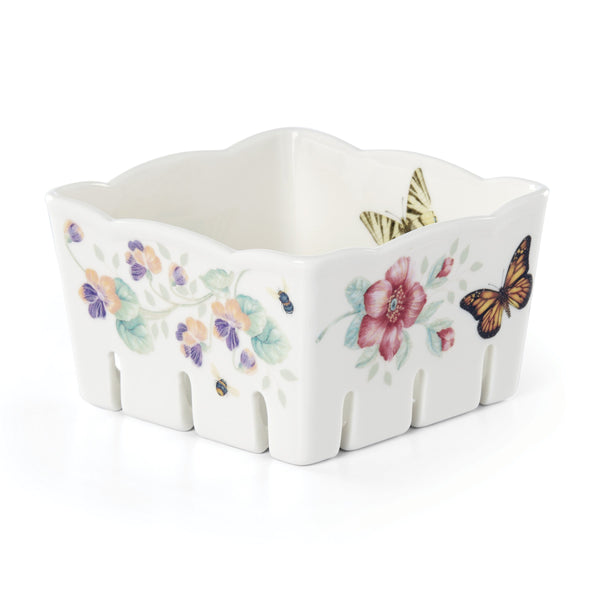 Lenox Butterfly Meadow Porcelain Berry Bowl Perforated Rinse and Serve Cottage Garden 890445