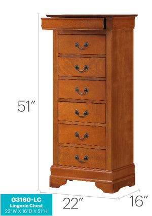 English Elm Louis Elegant Curved-Molding Chest with Carved Base, Dovetail Drawers for Smooth, Space-Saving Storage Oak 53 L x 24 W x 19 H B078118382