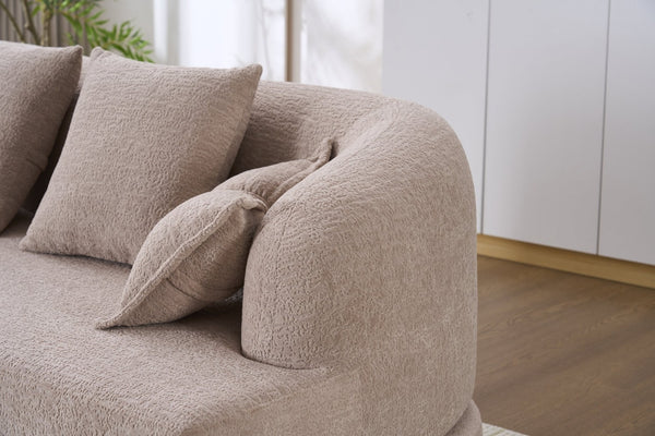 English Elm (old Sku W2231p392100) Chenille Sleeper Sofa Foldable Convertible Loveseat with Four Pillows Apricot W2231P466736