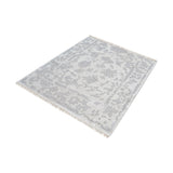 Harappa Hand-Knotted Wool Rug - Elegant Silver & Ivory Design for Luxe Farmhouse Decor