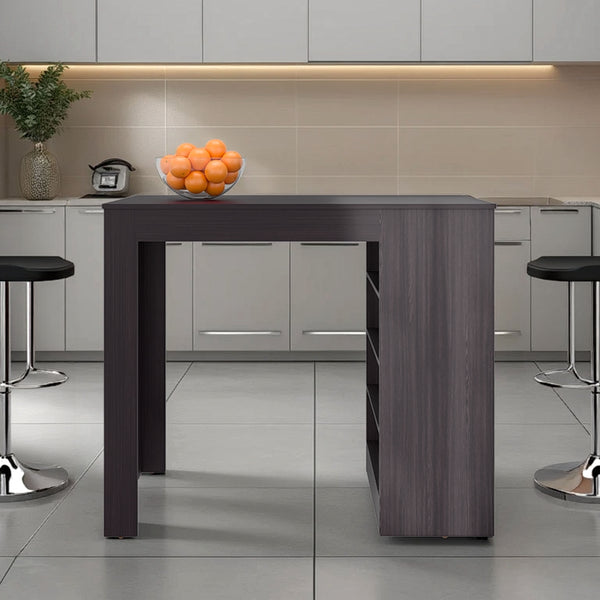 English Elm Luna Modern Kitchen Island with Open Shelves Wenge — Compact Scratch-Resistant Prep Table 47.2" B128P361105