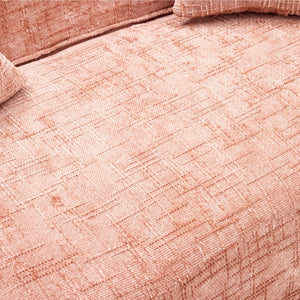 English Elm Pink Curved Two-Person Chenille Sofa with Armrests & 2 Pillows — Compact, Spring-Foam Support W3612P350755