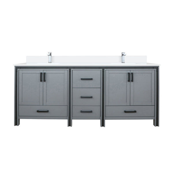 English Elm Dark Grey Double Bath Vanity With White Quartz Top, Faucet Set & Ample Storage For Modern Spaces B2731P260650