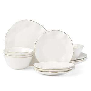 Lenox Blue Bay Porcelain Dinnerware Set with Gold Accent Rim and Elegant Motifs for Stylish Dining White 890713