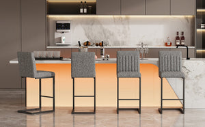 English Elm Faux Leather Counter Stools Set of Two Ergonomic Curved Back Metal Frame Kitchen Seating Dark Gray W5096P400650
