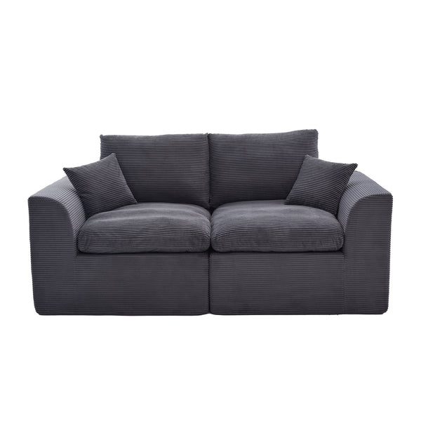 English Elm UNITED Cloud Couch Modular Sectional Sofa with Corduroy Cover, Ergonomic 2-Seater, No Assembly Needed Dark Gray W1568P371127