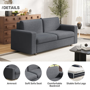 English Elm Pull Out Sofa Bed Full Size Sleeper Sofa with Memory Foam Dual-Layer Mattress, Space-Saving Loveseat DARK GREY W3795P357849