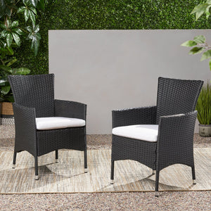 English Elm Christopher Knight Home® - Malta Dining Chair Set Of 2 - Modern Wicker Design, Durable Stainless Steel Frame For Style And Comfort 56447.00ABWHI