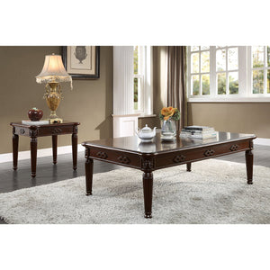 English Elm Espresso Romantic Turned-Leg End Table with Carved Fluting, Raised Trim Detail, Sturdy Wood Surface B062P189181