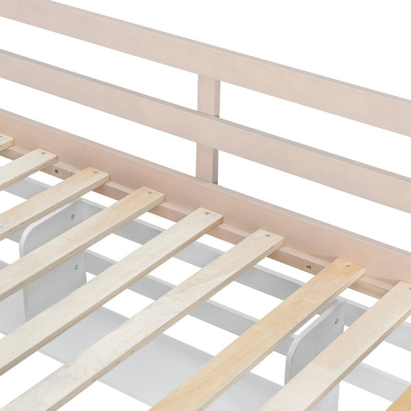 English Elm Full Size Castle Bunk Bed with Led Lighting Built in Shelf and Storage Drawers White LT000159AAK