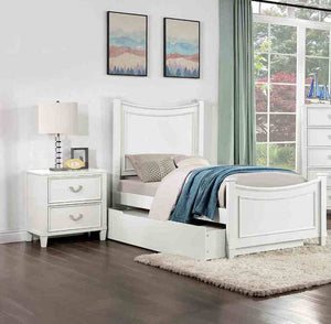 English Elm Transitional Nightstand with Dovetail Drawers and Chrome Pulls — Solid Wood Molding Accent, Smooth Glides White 22 L x 22 W x 20 H B2741P406259