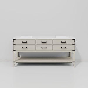 English Elm White Oak Double Bath Vanity 72" W X 22" D With Durable White Quartz Top & Ample Storage Space B2731P260318-GIGA