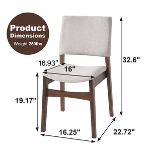 English Elm Upholstered Stackable Dining Chairs Linen Fabric Rubberwood Frame Rustic Set of 2 Walnut N752P327192D