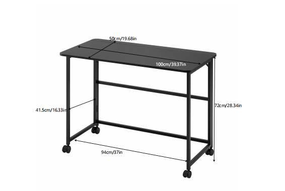 English Elm Folding Desk - Compact Black Foldable Computer Desk For Small Spaces, Easy Storage & Setup 39.37" W2516P272890