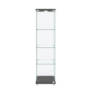 English Elm Modern Glass Display Cabinet With Rgb Led Lights, Quick Assembly, 1-Door 4-Shelf Design For Any Space W241P242901