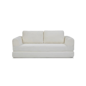 English Elm 2-in-1 Corduroy Futon Sofa Sleeper with Foam Fill and Modular Floor Profile Beige W1117P417292