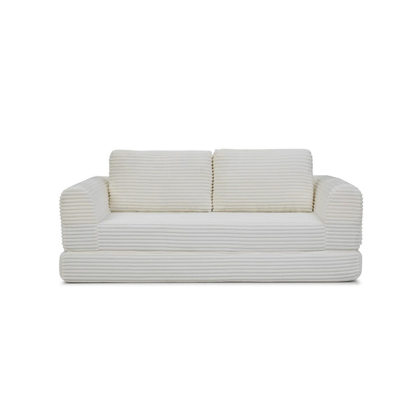 English Elm 2-in-1 Corduroy Futon Sofa Sleeper with Foam Fill and Modular Floor Profile Beige W1117P417292