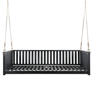 English Elm Topmax Acacia Wood Porch Swing Bed Sloped Frame Outdoor Lounger for Backyard Patio Black WF319383AAB