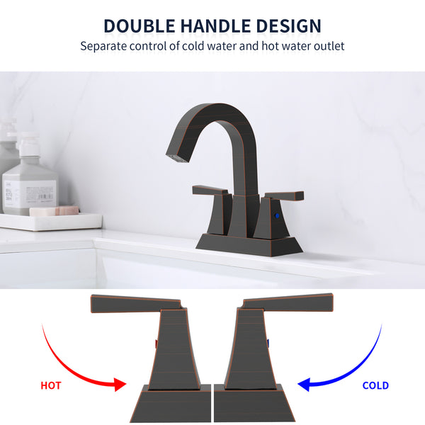 English Elm Bathroom Sink Faucet Matte Black 2-Handle Centerset With Drain & Supply Lines For Easy Installation T3177P277480