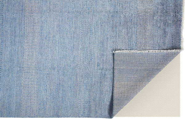 Feizy Rugs Janson Hand Knotted Wool & Viscose Rug | Textured Stripes For Elegant Home & Office Décor Blue,Silver Wool,Viscose I92i6061slvnvyh50