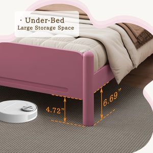 English Elm Queen Platform Bed Frame - Solid Rubberwood Construction, 10 Slats Support, No Box Spring Needed, Stylish Headboard and Under-Bed Storage Space Pink 63.39 L x 18.7 W x 4.53 H W1716S00024
