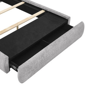 English Elm 1Pc King Size Luxurious Bed Frame With Soft Chenille Upholstery & Hidden Storage For Organized Bedrooms B2741S00545