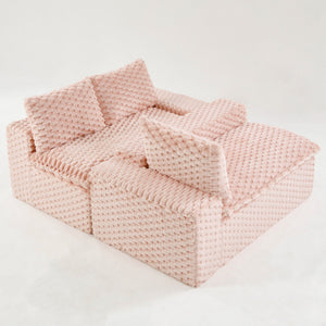 English Elm Luxury Turtle Velvet Multifunctional Sofa - Convertible 4-Seat Modular Design, Plush Sponge Comfort W3371S00031