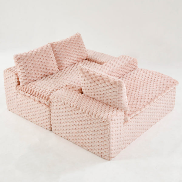 English Elm Luxury Turtle Velvet Multifunctional Sofa - Convertible 4-Seat Modular Design, Plush Sponge Comfort W3371S00031