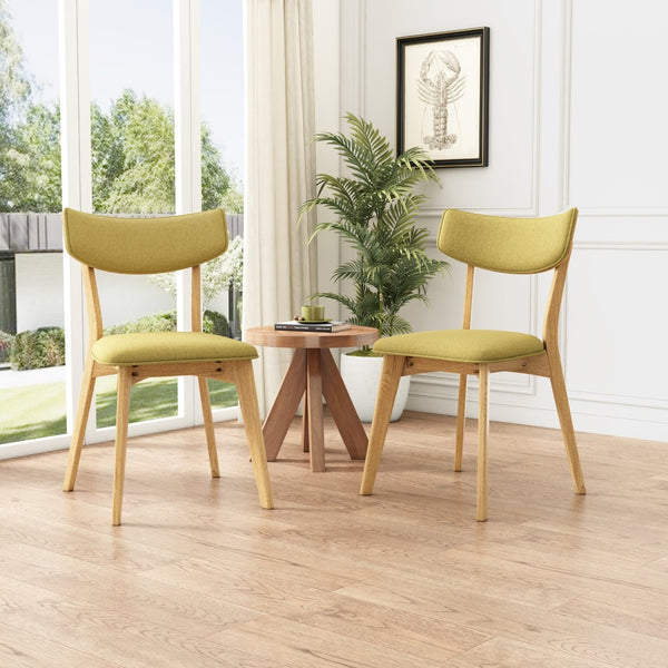 English Elm Caleb Mid Century Upholstered Dining Chairs Rubberwood Tapered Legs Set of 2 Tea Green N768P379763G